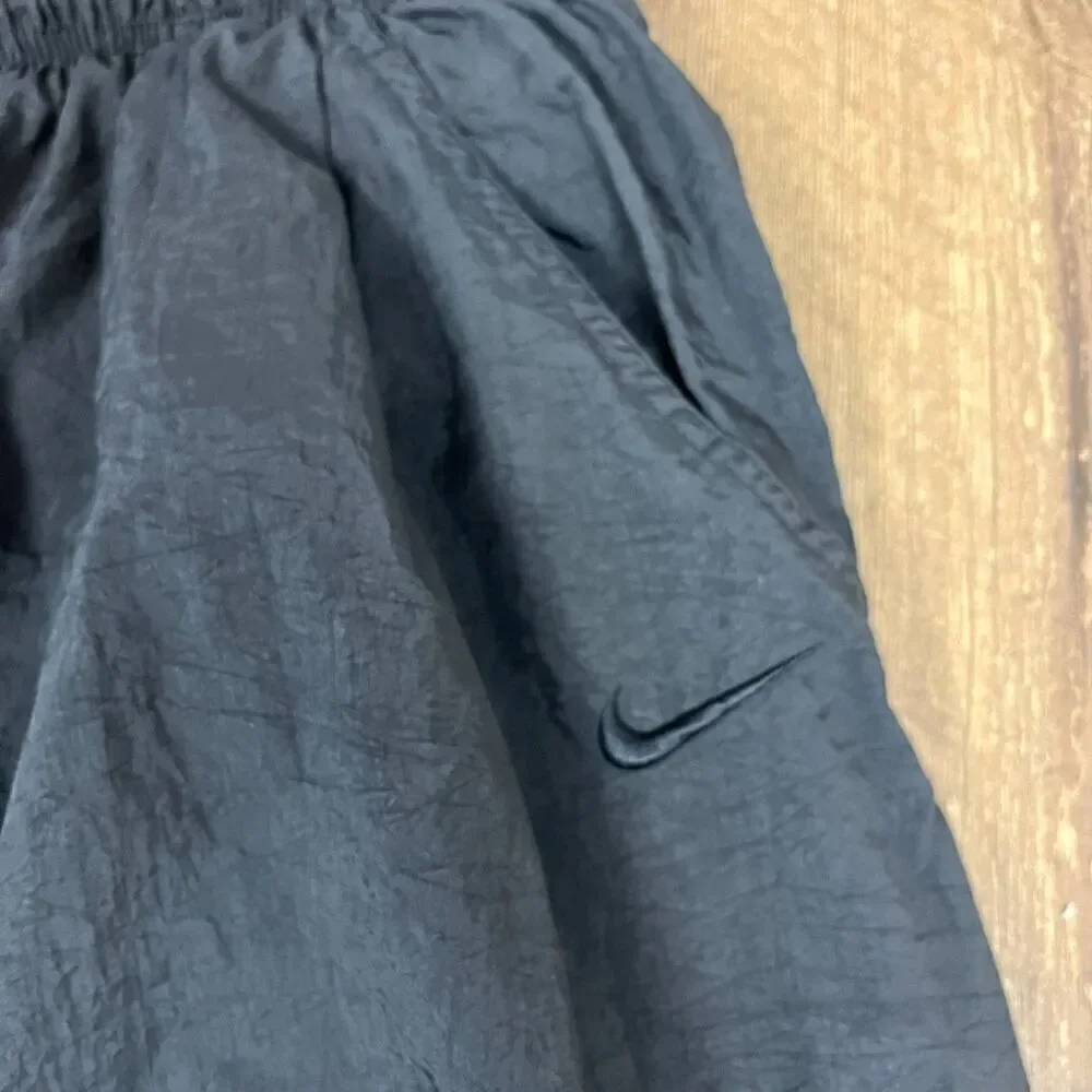 Vtg 90's Nike Trackpants Swoosh Black Joggers Men's L Zip Ankle Nylon